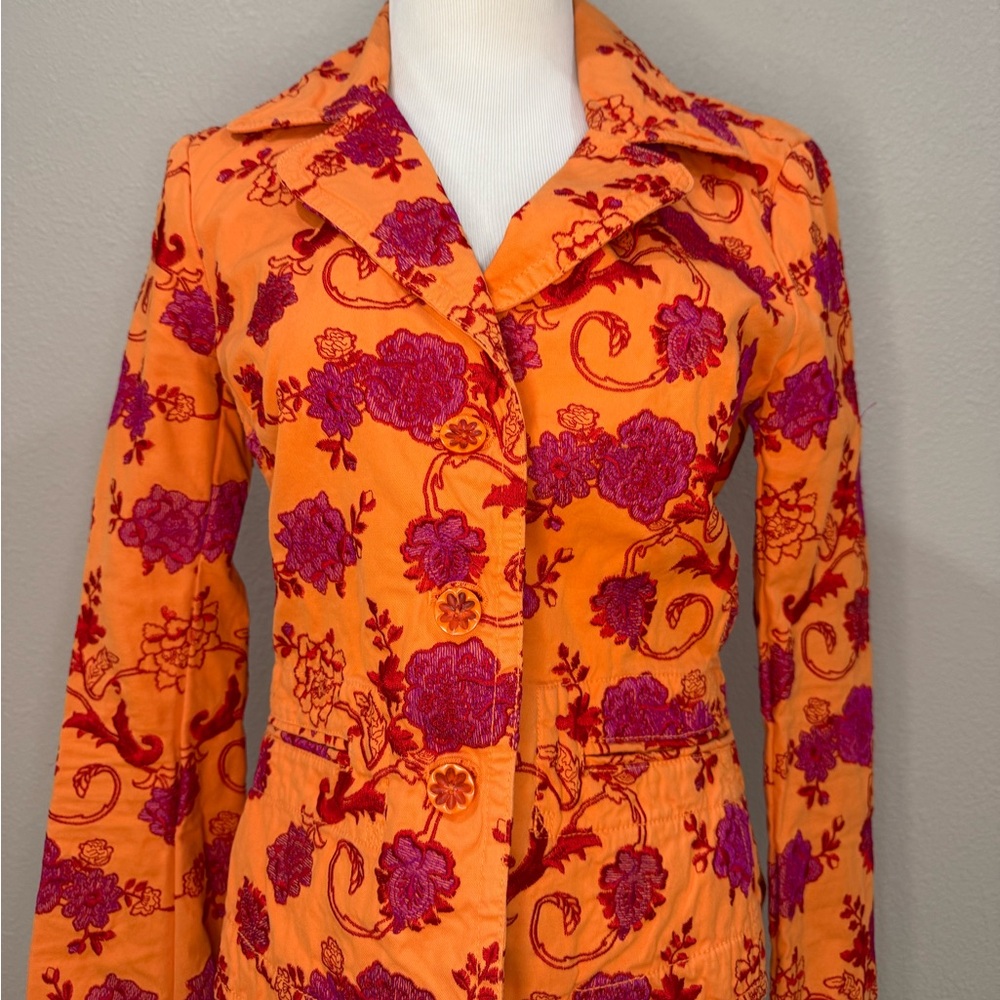 Orange Johnny Was Floral Embroidered Jacket